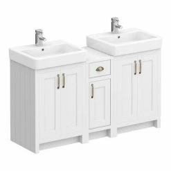 Alternative view of Chatsworth Traditional White Double Basin Vanity + Cupboard Combination Unit