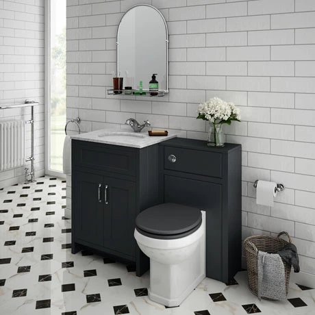 Chatsworth White Marble Traditional Graphite Vanity Unit + Toilet Package 1 Chatsworth White Marble Traditional Graphite Vanity Unit + Toilet Package