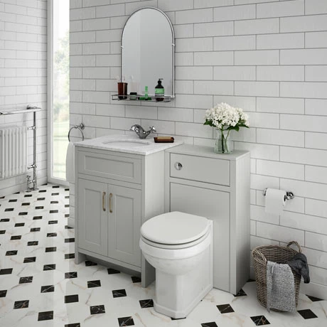 Chatsworth White Marble Traditional Grey Vanity Unit + Toilet Package 1 Chatsworth White Marble Traditional Grey Vanity Unit + Toilet Package