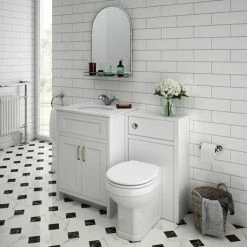 Chatsworth White Marble 610mm Traditional White Vanity Unit + Toilet Package