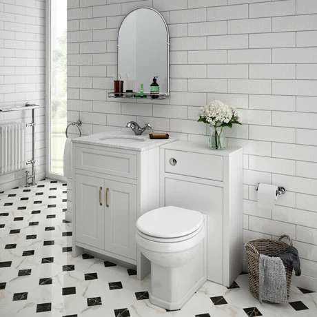 Chatsworth White Marble 610mm Traditional White Vanity Unit + Toilet Package 1 Chatsworth White Marble 610mm Traditional White Vanity Unit + Toilet Package