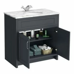 Chatsworth White Marble 810mm Traditional Graphite Vanity Unit + Toilet Package 11 Chatsworth White Marble 810mm Traditional Graphite Vanity Unit + Toilet Package -Chatsworth Shop CWM810WCBLK d6 460