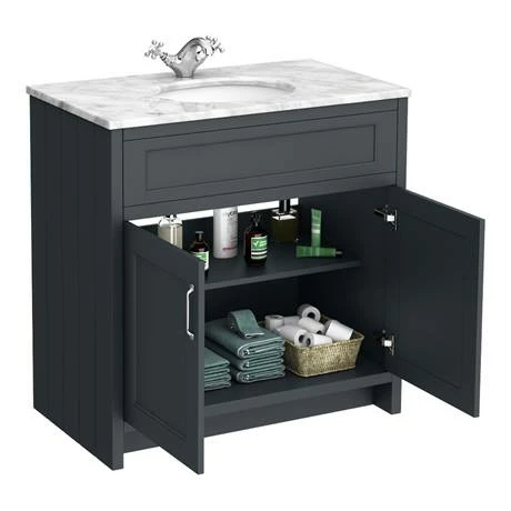 Chatsworth White Marble 810mm Traditional Graphite Vanity Unit + Toilet Package 5 Chatsworth White Marble 810mm Traditional Graphite Vanity Unit + Toilet Package - Image 5