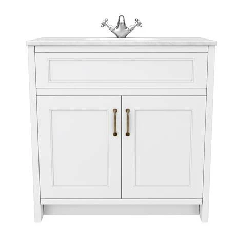 Chatsworth White Marble 810mm Traditional White Vanity Unit + Toilet Package 4 Chatsworth White Marble 810mm Traditional White Vanity Unit + Toilet Package - Image 4