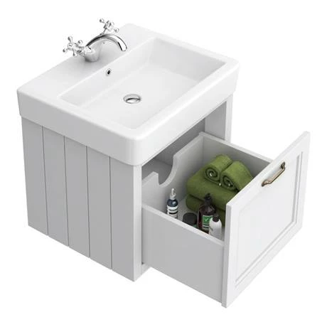 Chatsworth White Cloakroom Suite (Wall Hung Vanity Unit + Close Coupled Toilet) 4 Chatsworth White Cloakroom Suite (Wall Hung Vanity Unit + Close Coupled Toilet) - Image 4
