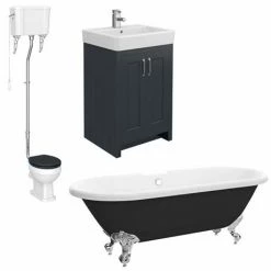 Chatsworth High Level Graphite Roll Top Bathroom Suite Inc. Black Bath -Chatsworth Shop Chatsworth High Level Graphite Roll Top Bathroom Suite n detail1 460