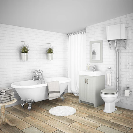 Chatsworth High Level Grey Roll Top Bathroom Suite 1 Chatsworth High Level Grey Roll Top Bathroom Suite