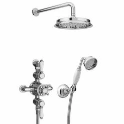 Chatsworth 1928 Triple Exposed Thermostatic Shower (inc. Valve, Elbow, Handset + Fixed Shower Head) -Chatsworth Shop EG LY 25V PK1 d3n 460