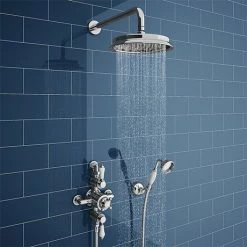 Chatsworth 1928 Triple Exposed Thermostatic Shower (inc. Valve, Elbow, Handset + Fixed Shower Head)