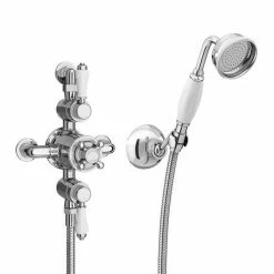 Alternative view of Chatsworth 1928 Triple Exposed Thermostatic Shower (inc. Valve, Elbow, Handset + Fixed Shower Head)