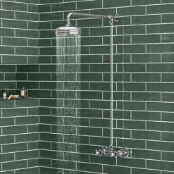 Chatsworth Thermostatic Shower Bar Valve With Rigid Riser & Fixed Head