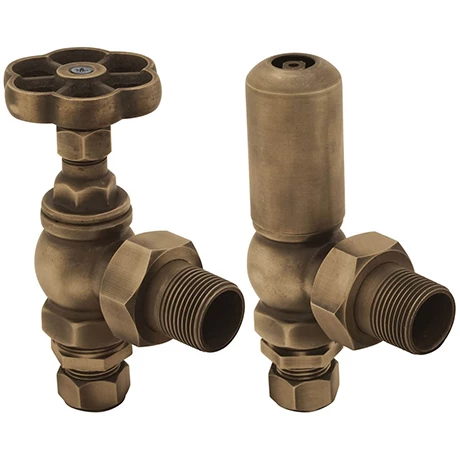 Chatsworth Traditional Daisy Wheel Angled Radiator Valves Rustic Brass 1 Chatsworth Traditional Daisy Wheel Angled Radiator Valves Rustic Brass