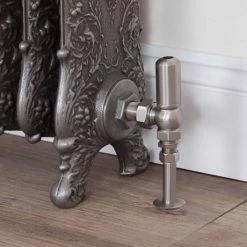 Chatsworth Traditional Daisy Wheel Angled Radiator Valves Satin Nickel -Chatsworth Shop GOS ANG NIC D2 460