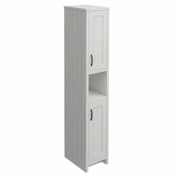 Chatsworth Traditional Grey Tall Cabinet With Matt Black Handles