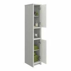 Alternative view of Chatsworth Traditional Grey Tall Cabinet With Matt Black Handles