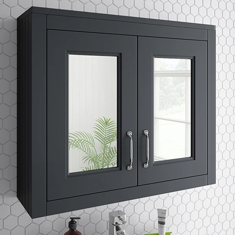 Chatsworth 690mm Graphite 2-Door Mirror Cabinet 1 Chatsworth 690mm Graphite 2-Door Mirror Cabinet