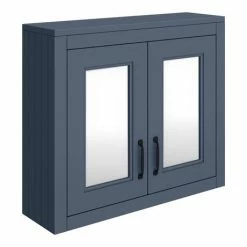 Chatsworth Blue 2-Door Mirror Cabinet - 690mm Wide With Matt Black Handles 5 Chatsworth Blue 2-Door Mirror Cabinet - 690mm Wide With Matt Black Handles -Chatsworth Shop MCABBLUMB d2 460
