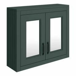 Chatsworth Green 2-Door Mirror Cabinet - 690mm Wide With Matt Black Handles 5 Chatsworth Green 2-Door Mirror Cabinet - 690mm Wide With Matt Black Handles -Chatsworth Shop MCABGRNMB d2 460