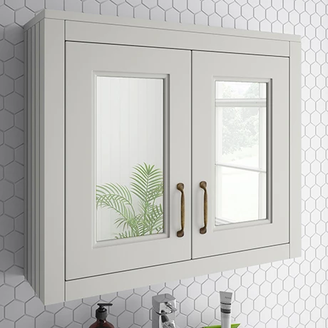 Chatsworth 690mm Grey 2-Door Mirror Cabinet 1 Chatsworth 690mm Grey 2-Door Mirror Cabinet