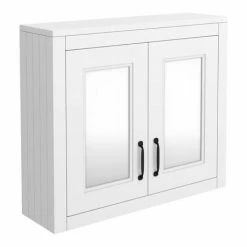 Chatsworth White 2-Door Mirror Cabinet - 690mm Wide With Matt Black Handles -Chatsworth Shop MCABWHTMB d3 460