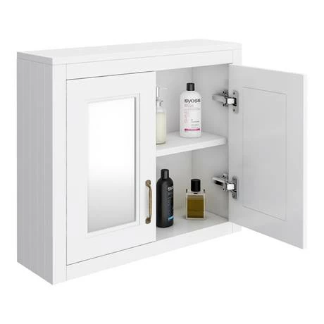 Chatsworth 690mm White 2-Door Mirror Cabinet 2 Chatsworth 690mm White 2-Door Mirror Cabinet - Image 2