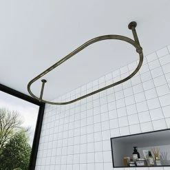 Chatsworth Traditional 1500 X 700mm Antique Brass Oval Shower Curtain Rail