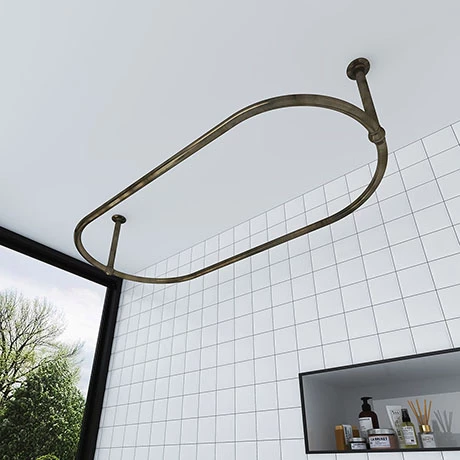 Chatsworth Traditional 1500 X 700mm Antique Brass Oval Shower Curtain Rail 1 Chatsworth Traditional 1500 X 700mm Antique Brass Oval Shower Curtain Rail