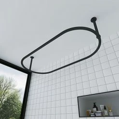 Chatsworth Traditional 1500 X 700mm Matt Black Oval Shower Curtain Rail