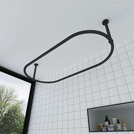 Chatsworth Traditional 1500 X 700mm Matt Black Oval Shower Curtain Rail 1 Chatsworth Traditional 1500 X 700mm Matt Black Oval Shower Curtain Rail