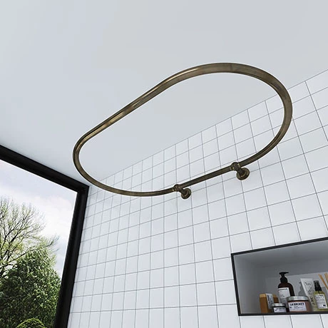 Chatsworth Traditional 1200 X 815mm Antique Brass Oval Shower Curtain Rail 1 Chatsworth Traditional 1200 X 815mm Antique Brass Oval Shower Curtain Rail