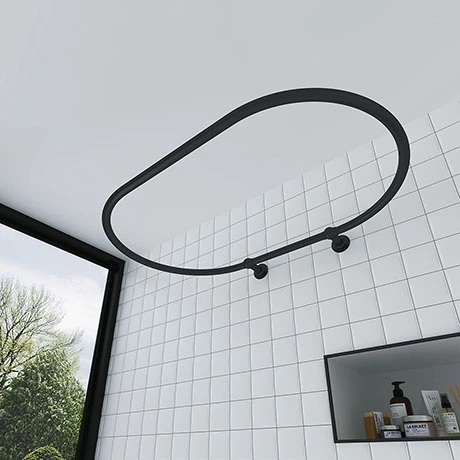 Chatsworth Traditional 1200 X 815mm Matt Black Oval Shower Curtain Rail 1 Chatsworth Traditional 1200 X 815mm Matt Black Oval Shower Curtain Rail