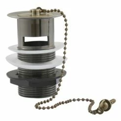 Chatsworth Antique Brass Slotted Basin Waste With Plug & Ball Chain 5 Chatsworth Antique Brass Slotted Basin Waste With Plug & Ball Chain -Chatsworth Shop SLPLBRA d2 460