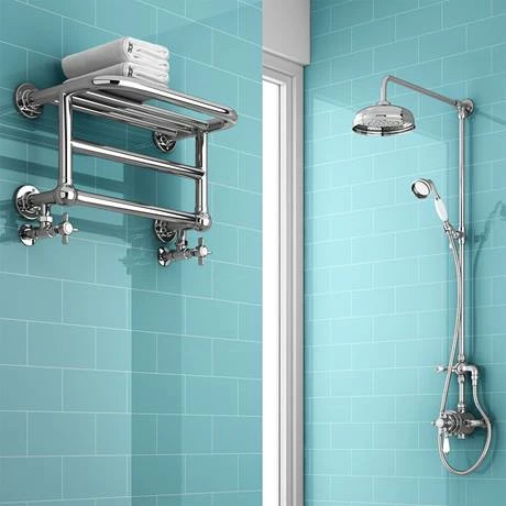 Chatsworth Traditional 300 X 500mm Chrome Heated Towel Rail Shelf 2 Chatsworth Traditional 300 X 500mm Chrome Heated Towel Rail Shelf - Image 2