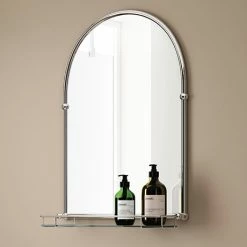 Chatsworth Traditional 700 X 490mm Arched Mirror With Glass Shelf - Chrome