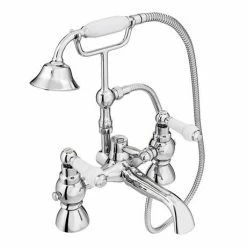 Alternative view of Chatsworth 1928 Traditional White Lever Freestanding Bath Shower Mixer Tap