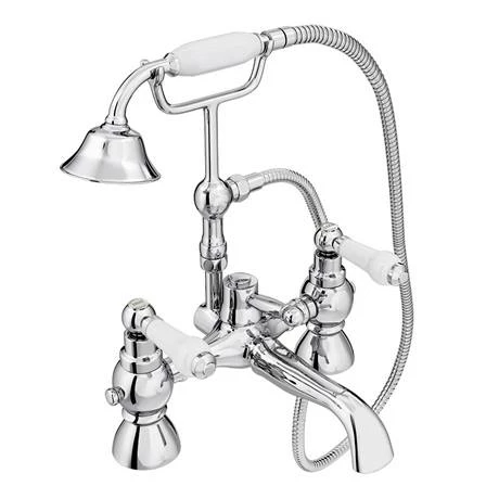 Chatsworth 1928 Traditional White Lever Freestanding Bath Shower Mixer Tap 2 Chatsworth 1928 Traditional White Lever Freestanding Bath Shower Mixer Tap - Image 2
