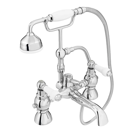 Chatsworth 1928 Traditional White Lever Bath Shower Mixer Tap With Shower Kit 1 Chatsworth 1928 Traditional White Lever Bath Shower Mixer Tap With Shower Kit