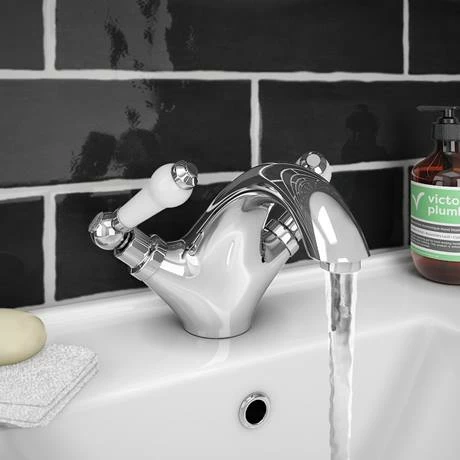 Chatsworth 1928 Traditional White Lever Mono Basin Mixer Tap 3 Chatsworth 1928 Traditional White Lever Mono Basin Mixer Tap - Image 3