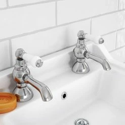 Chatsworth 1928 Traditional White Lever Pillar Basin Taps -Chatsworth Shop TRAD015D detail2 460