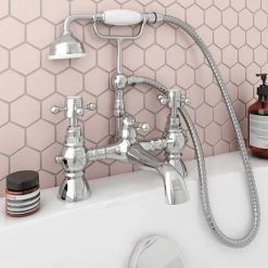 Chatsworth 1928 Traditional Crosshead Bath Shower Mixer Tap With Shower Kit -Chatsworth Shop TRAD03D d3 460