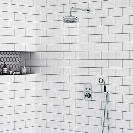Chatsworth Traditional Black Outlet Elbow With Parking Bracket, Flex & Large Shower Handset 2 Chatsworth Traditional Black Outlet Elbow With Parking Bracket, Flex & Large Shower Handset - Image 2