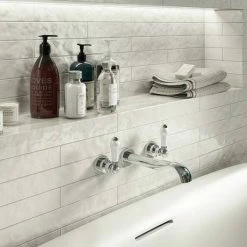 Chatsworth 1928 Traditional Wall Mounted White Lever Bath Filler Tap -Chatsworth Shop VIC16D detail4 460