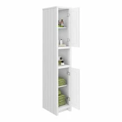Alternative view of Chatsworth Traditional White Tall Cabinet With Matt Black Handles