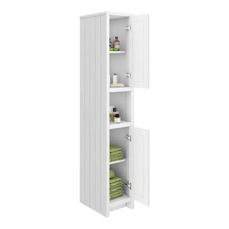 Chatsworth Traditional White Tall Cabinet With Matt Black Handles 2 Chatsworth Traditional White Tall Cabinet With Matt Black Handles - Image 2